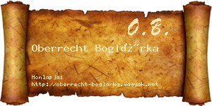 Oberrecht Boglárka névjegykártya